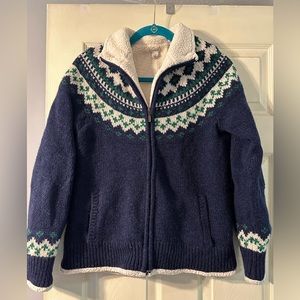 LL Bean zip up cardigan, wool, heavy weight, very warm